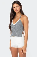 Edikted Charmaine Open Back Gingham Top