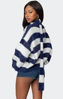 Edikted Striped Two Piece Knit Scarf Cardigan