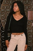John Galt Black V-Neck Long Sleeve Sweater