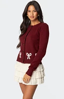 Edikted Rona Bow Knit Cardigan