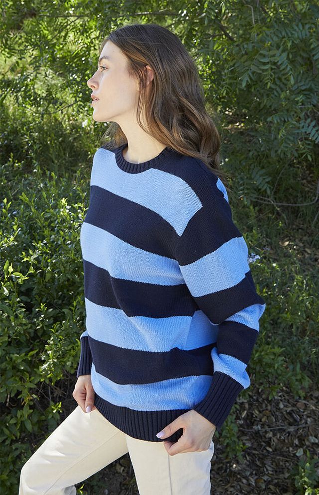 John Galt Green & Navy Brianna Striped Sweater