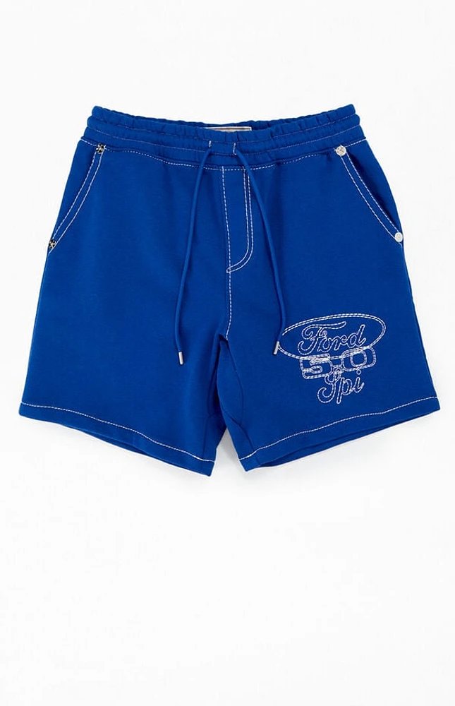 True Religion x Ford Big Fleece Blue Sweat Shorts