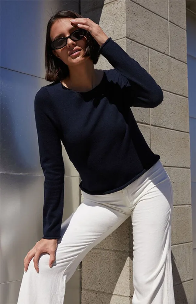 John Galt Navy Bell Sleeve Sweater