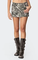 Edikted Camo Denim Mini Skirt