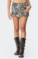 Edikted Camo Denim Mini Skirt