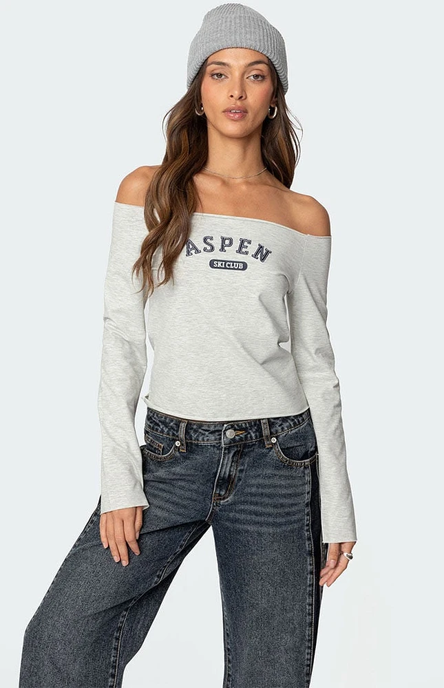 Edikted Aspen Ski Club Off Shoulder Top