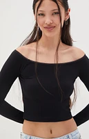 Contour Samantha Lace Trim Seamless Long Sleeve Top