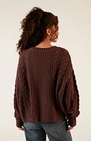 LA Hearts Violet Cable Knit Boxy  Sweater