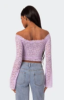 Edikted Linda Off Shoulder Sheer Lace Top