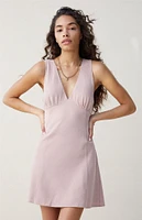 Beverly & Beck Deep V-Neck Bias Cut Mini Dress