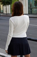 John Galt White Thermal Long Sleeve Top