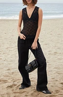 John Galt Black Lace Bow Rafaela Tank Top
