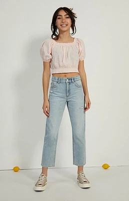 Pacsun Kids Light Indigo Ripped '90s Straight Leg Jeans