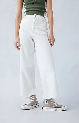 Eco White Cropped Wide Leg Jeans