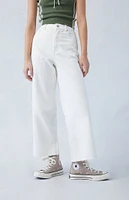 PacSun Eco White Cropped Wide Leg Jeans