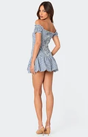 Edikted Gingham Off Shoulder Bubble Mini Dress