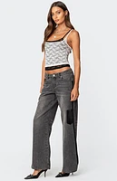 Edikted Contrast Pocket Washed Low Rise Jeans