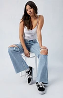 PacSun Eco Light Indigo Ripped Wren Low Rise Wide Leg Jeans