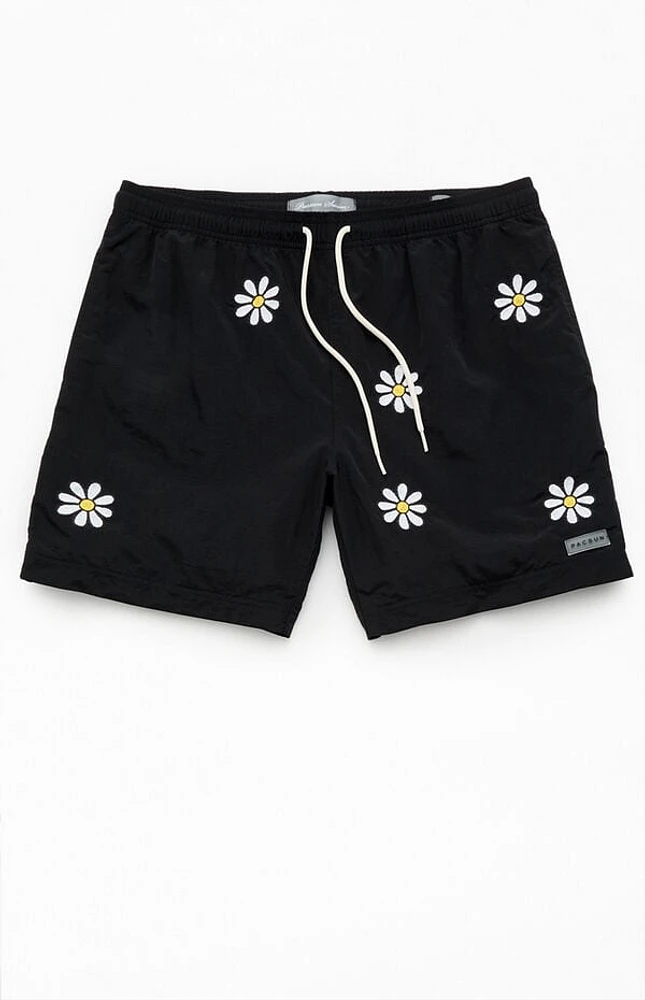 Pacsun Daisy Embroidered 6.5" Swim Trunks