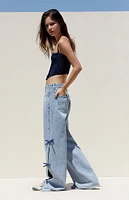 PacSun Light Indigo Bow Low Rise Baggy Jeans