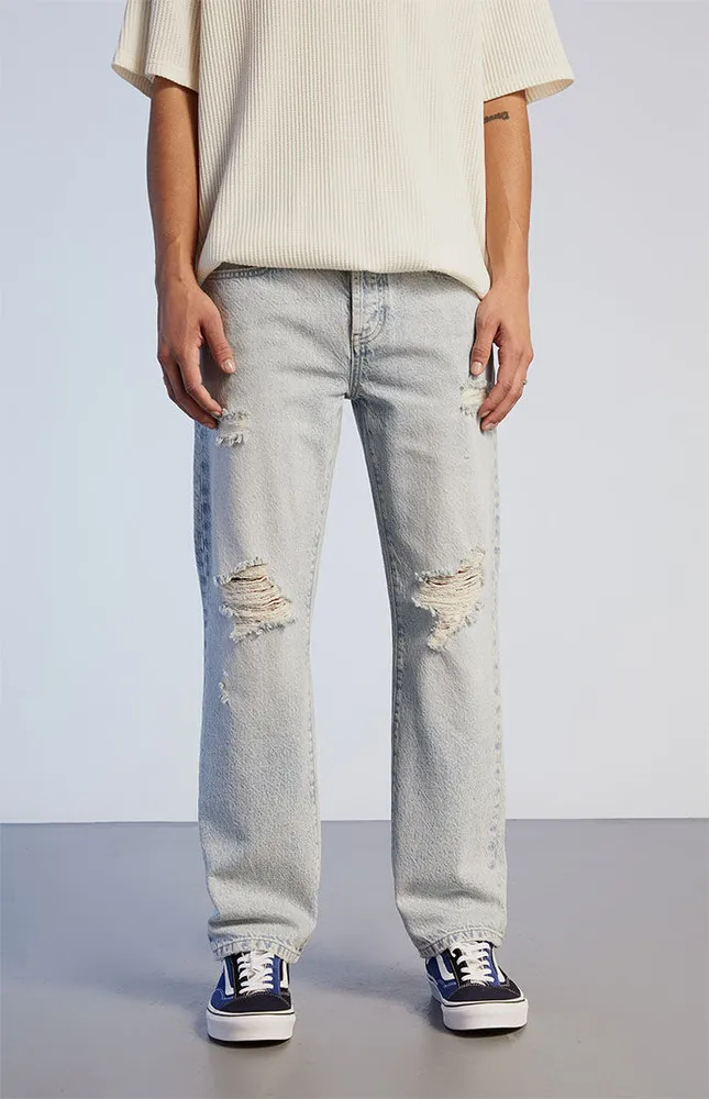 PacSun Eco Light Indigo Wash Distressed Straight Jeans