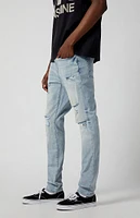 PacSun Stretch Light Indigo Stacked Skinny Ripped Jeans