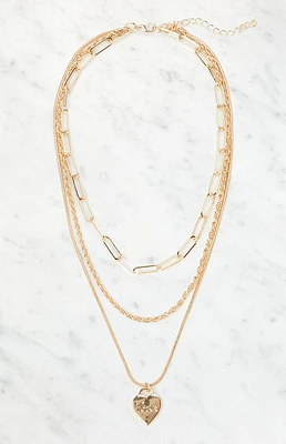 LA Hearts Lover Heart Layered Necklace