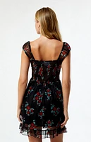 Daisy Street Floral Mesh Mini Dress