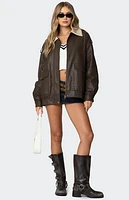 Edikted Ann Oversized Faux Leather Jacket