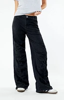 PacSun Black Ruched Wide Leg Jeans