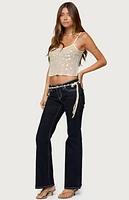 Edikted Onya Iridescent Sheer Knit Top