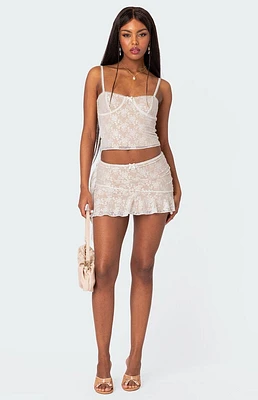 Edikted Maria Lace Ruffled Mini Skirt