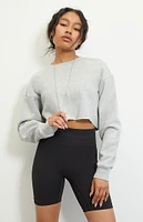 PAC 1980 Raw Hem Cropped Crew Neck Sweatshirt