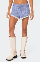 Edikted Patty Striped Lace Trim Shorts