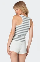 Edikted Racer Striped Ribbed Tank Top