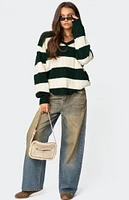 Edikted Oversized Striped Cable Knit Sweater