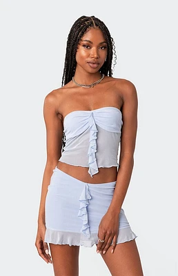 Edikted Solange Ruffle Mesh Tube Top
