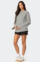 Edikted Stripey Oversized Bell Sleeve Top