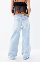 PacSun Lena Light Indigo Ripped Low Rise Super Baggy Jeans