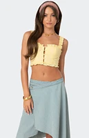 Edikted Button Front Cropped Eyelet Corset