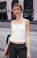 John Galt White Pointelle Lace Skylar Tank Top