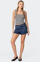 Edikted Sahara High Rise Denim Shorts