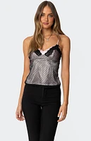 Edikted Janie Layered Polka Dot Mesh Top