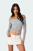 Edikted Elysia Fold Over Sheer Lace Top