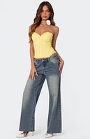 Edikted Magda Low Rise Acid Wash Jeans