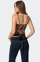 Edikted Lacey Satin Effect Leopard Print Corset