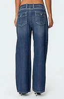 Edikted Contrast Stitch Low Rise Boyfriend Jeans