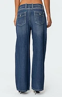 Edikted Contrast Stitch Low Rise Boyfriend Jeans