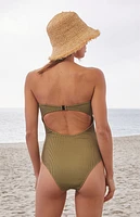 Thrills Alba Ribbed Strapless One Piece Swimsuit