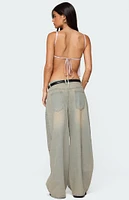 Edikted Backless Satin Effect Polka Dot Top